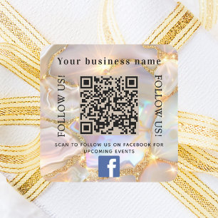 Bedrijfsnaam beige opaal goud qr code Facebook Vierkante Sticker