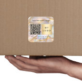 Bedrijfsnaam beige opal logo qr code vierkante sticker