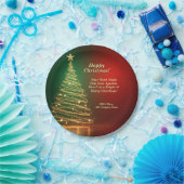 Bedrijfsnaam Bericht Groen Goud Kerstboom 7" Papieren Bordje (Feest)