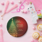 Bedrijfsnaam Bericht Groen Goud Kerstboom 7" Papieren Bordje (Feest)