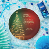 Bedrijfsnaam Bericht Groen Goud Kerstboom 9" Papieren Bordje (Feest)