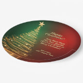 Bedrijfsnaam Bericht Groen Goud Kerstboom 9" Papieren Bordje (Gekanteld)