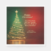 Bedrijfsnaam Bericht Groen Goud Kerstboom Servet (Voorkant)