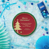 Bedrijfsnaam Bericht Rood, Goud Kerstboom 7" Papieren Bordje (Feest)