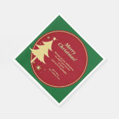 Bedrijfsnaam Bericht Rood, Gouden kerstboom Servet (Hoek)