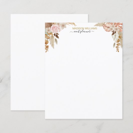 Bedrijfsnaam Boho Florals Stationery (Voorkant / Achterkant)