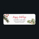 Bedrijfsnaam Botanical Christmas Return Adres Etiket<br><div class="desc">Botanische Rode bessen Mistletoe Personeel Christmas Return Adreslabel dat u gemakkelijk kunt aanpassen door op de knop "Personaliseren" te klikken om uw bedrijfsnaam en retouradres toe te voegen.</div>