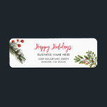 Bedrijfsnaam Botanical Christmas Return Adres Etiket<br><div class="desc">Botanische Rode bessen Mistletoe Personeel Christmas Return Adreslabel dat u gemakkelijk kunt aanpassen door op de knop "Personaliseren" te klikken om uw bedrijfsnaam en retouradres toe te voegen.</div>