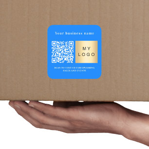 Bedrijfsnaam bright blue logo qr code vierkante sticker