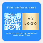 Bedrijfsnaam bright blue logo qr code vierkante sticker (Voorkant)