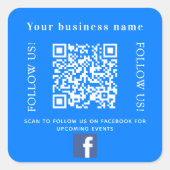 Bedrijfsnaam bright blue qr code Facebook Vierkante Sticker (Voorkant)