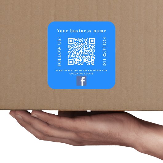 Bedrijfsnaam bright blue qr code Facebook Vierkante Sticker