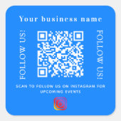 Bedrijfsnaam bright blue qr code Instagram Vierkante Sticker (Voorkant)