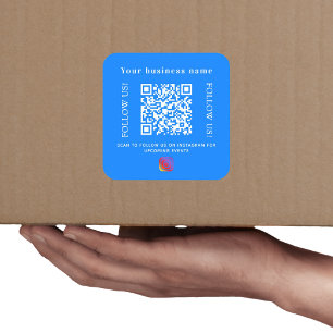 Bedrijfsnaam bright blue qr code Instagram Vierkante Sticker