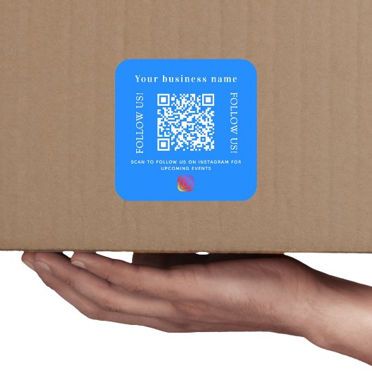 Bedrijfsnaam bright blue qr code Instagram Vierkante Sticker