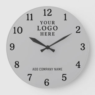 Bedrijfsnaam Business Logo Branded Promo Grey Grote Klok