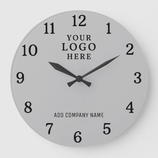 Bedrijfsnaam Business Logo Branded Promo Grey Grote Klok (Voorkant)