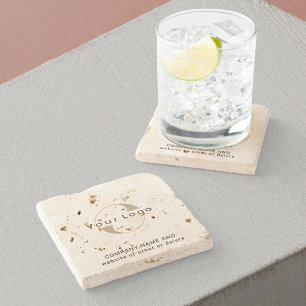 Bedrijfsnaam chic artsy Simple Travertine Stenen Onderzetter