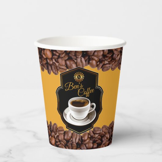  bedrijfsnaam Coffee Shops Paper Cup Papieren Bekers (Voorkant)