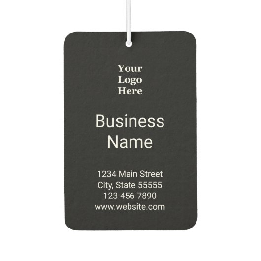 Bedrijfsnaam Contact Info Zwart & Wit Uw Logo Luchtverfrisser (Voorkant)