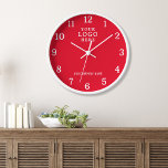 Bedrijfsnaam Corporate Business Logo Branding Rood<br><div class="desc">De Klokken van de muur met bedrijfs logo maken unieke collectieve promotionele giften. Pas uw zakelijke naam en logo aan. De klokken van de logo maken ook grote geschenken van appreciatie voor werknemers.</div>