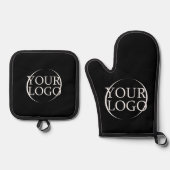 Bedrijfsnaam Creëer Uw eigen bedrijfstekst Ovenwant & Pannenlap Set (Voorkant)