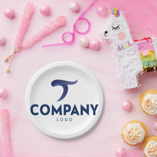 Bedrijfsnaam Custom Company Logo Papieren Bordje (Feest)