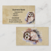 Bedrijfsnaam Cute Waterverf Owl Bird Wildlife Visitekaartje (Voorkant / Achterkant)