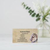 Bedrijfsnaam Cute Waterverf Owl Bird Wildlife Visitekaartje (Staand voorkant)