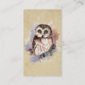 Bedrijfsnaam Cute Waterverf Owl Bird Wildlife Visitekaartje (Achterkant)