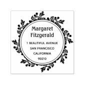 Bedrijfsnaam en adres rond zelfinktstempel  zelfinktende stempel (Design)