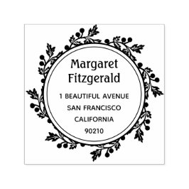 Bedrijfsnaam en adres rond zelfinktstempel  zelfinktende stempel