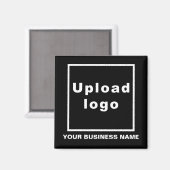 Bedrijfsnaam en Logo Black Square Magnet (Voorkant / Achterkant)
