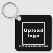 Bedrijfsnaam en Logo Black Square Sleutelhanger (Voorkant)