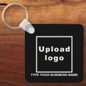 Bedrijfsnaam en Logo Black Square Sleutelhanger (Voorkant)