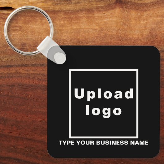 Bedrijfsnaam en Logo Black Square Sleutelhanger (Voorkant)
