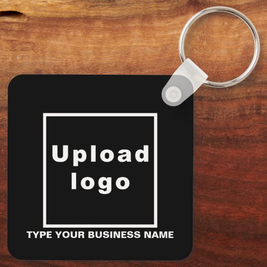 Bedrijfsnaam en Logo Black Square Sleutelhanger (Achterkant)