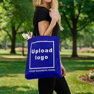 Bedrijfsnaam en logo   Blauwe boodschappentas Tote Bag