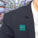 Bedrijfsnaam en Logo Blauwgroen vierkant Button<br><div class="desc">Vierkante knoop die u kunt aanpassen om uw bedrijfsnaam en logo te zetten. U kunt deze knoop als uniform toebehoren van uw personeel gebruiken. U kunt het ook gebruiken als verpakkingsaccessoire. U kunt het in uw marketing materialen ook opnemen om uw zaken te adverteren of uw merknaam aan uw klanten...</div>