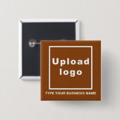 Bedrijfsnaam en Logo Brown Square Button (Voorkant /achterkant)