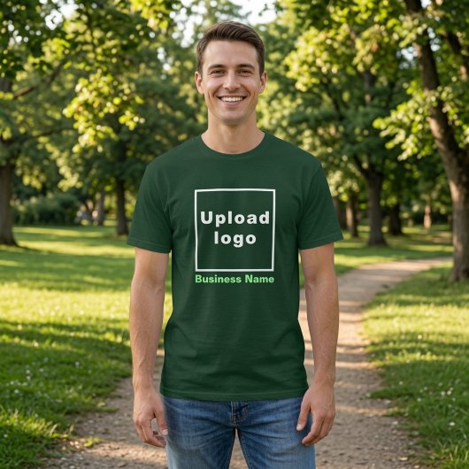 Bedrijfsnaam en logo | Diep bosgroene heren T-shirt