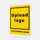 Bedrijfsnaam en logo | Gele acryl bord (Hoek)