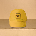 Bedrijfsnaam en Logo Gele trucker Trucker Pet<br><div class="desc">Trucker dat u kunt aanpassen om uw bedrijfsnaam te zetten. Je kunt het als weggegeven object of cadeau aan je klanten geven. Je kunt het ook opnemen in je marketingmaterialen om reclame te maken voor je bedrijf of in je promotionele producten om je merknaam te promoten. Trucker dat met uw...</div>