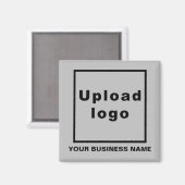 Bedrijfsnaam en Logo grijze vierkante magneet (Voorkant / Achterkant)