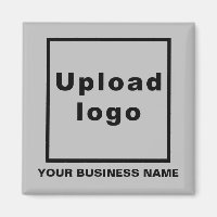 Bedrijfsnaam en Logo grijze vierkante magneet