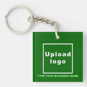 Bedrijfsnaam en Logo Groen vierkant Acryl Sleutelhanger
