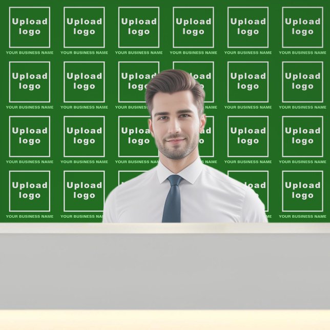 Bedrijfsnaam en logo in het groen behang (Business name and logo on green wallpaper)