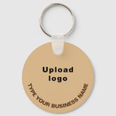 Bedrijfsnaam en Logo, lichtbruin rond aluminium Sleutelhanger (Achterkant)