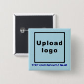 Bedrijfsnaam en Logo Light Blue Square Button (Voorkant /achterkant)