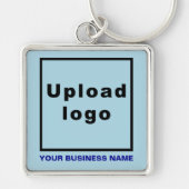 Bedrijfsnaam en Logo, Light Blue Square Premium Sleutelhanger (Voorkant)